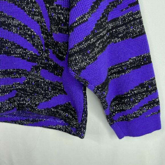 Vintage Turtle Bay Purple Metallic Zebra Sweater Small - Picture 6 of 15